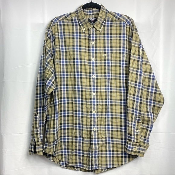 Ralph Lauren Jean Co. Men’s Sz Large Green & Blue Plaid Oxford Button Down - Picture 7 of 7